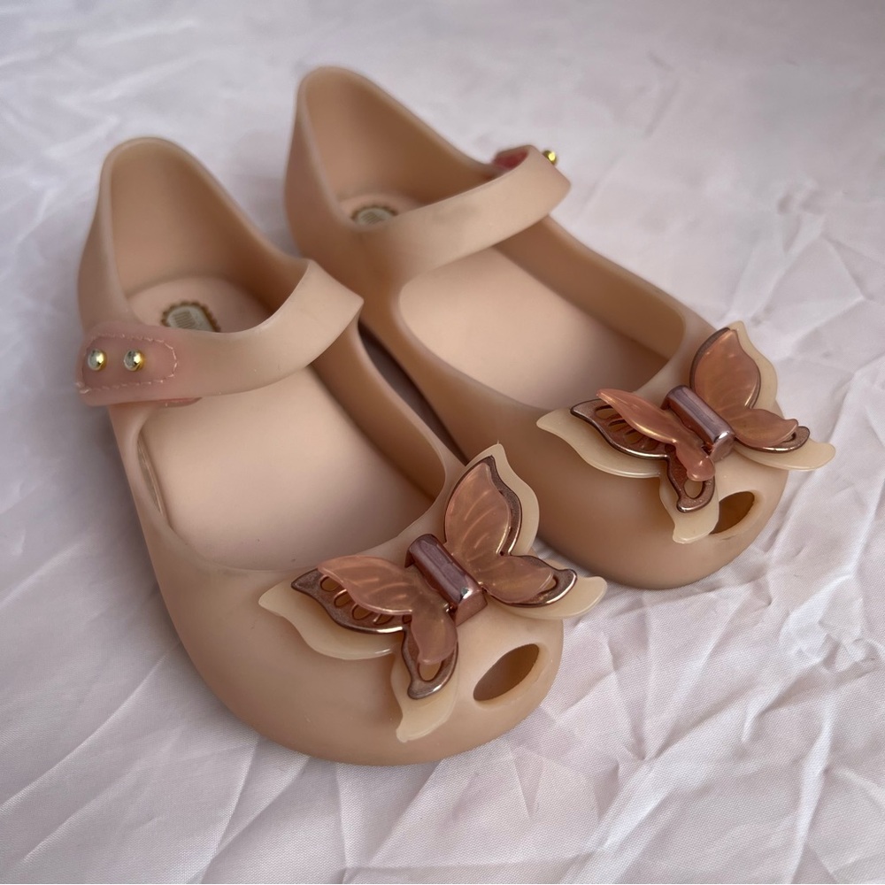 Mini Melissa Butterfly Mary Jane Jelly Flats Pink Toddler Size 9 Shoes